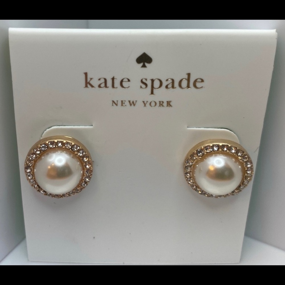 Kate Spade Round Crystal Pearl Studs